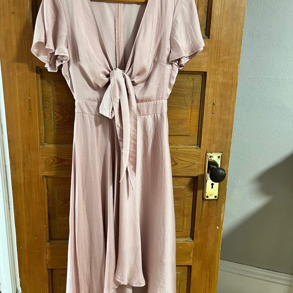 Billy J Dusty Pink Silk Midi Dress